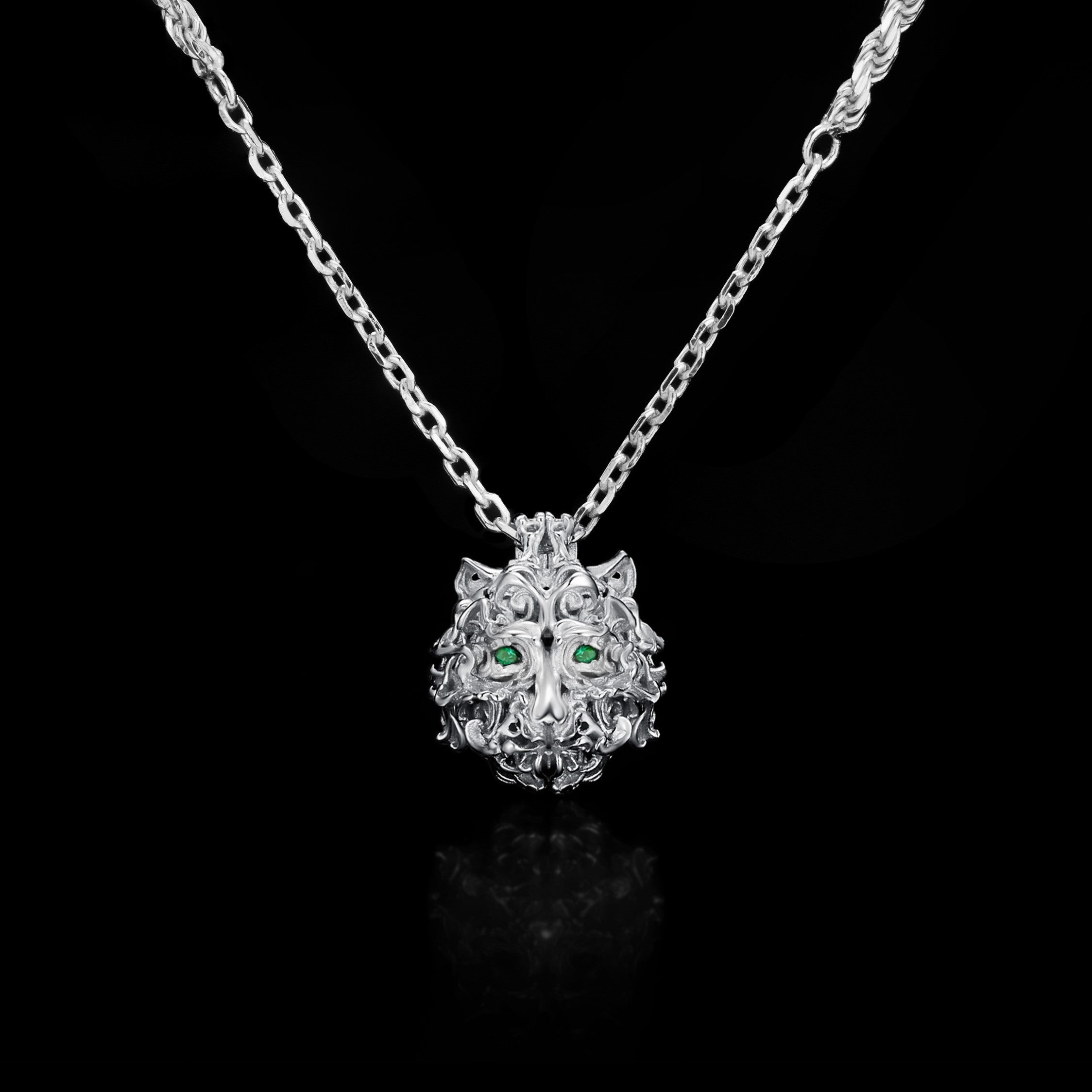 CASVET · Mini Tiger Head Pendant Necklace · 18K White Gold