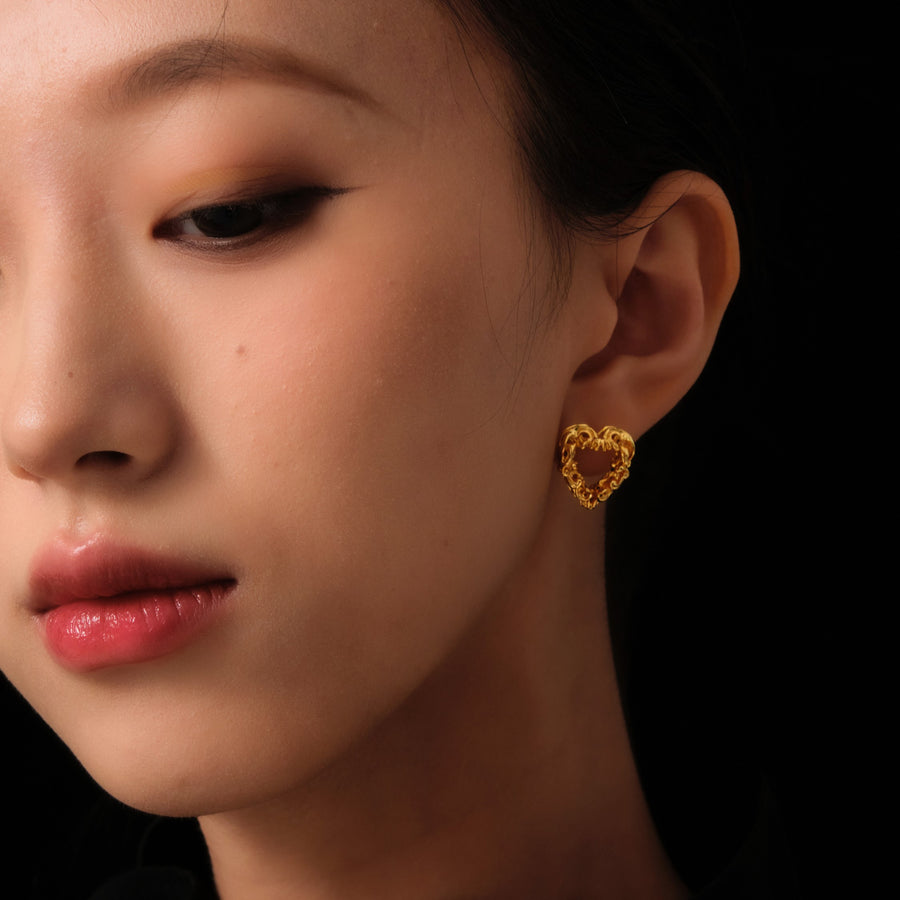 Aspiring Heart Stud Earrings · 18K Gold Vermeil