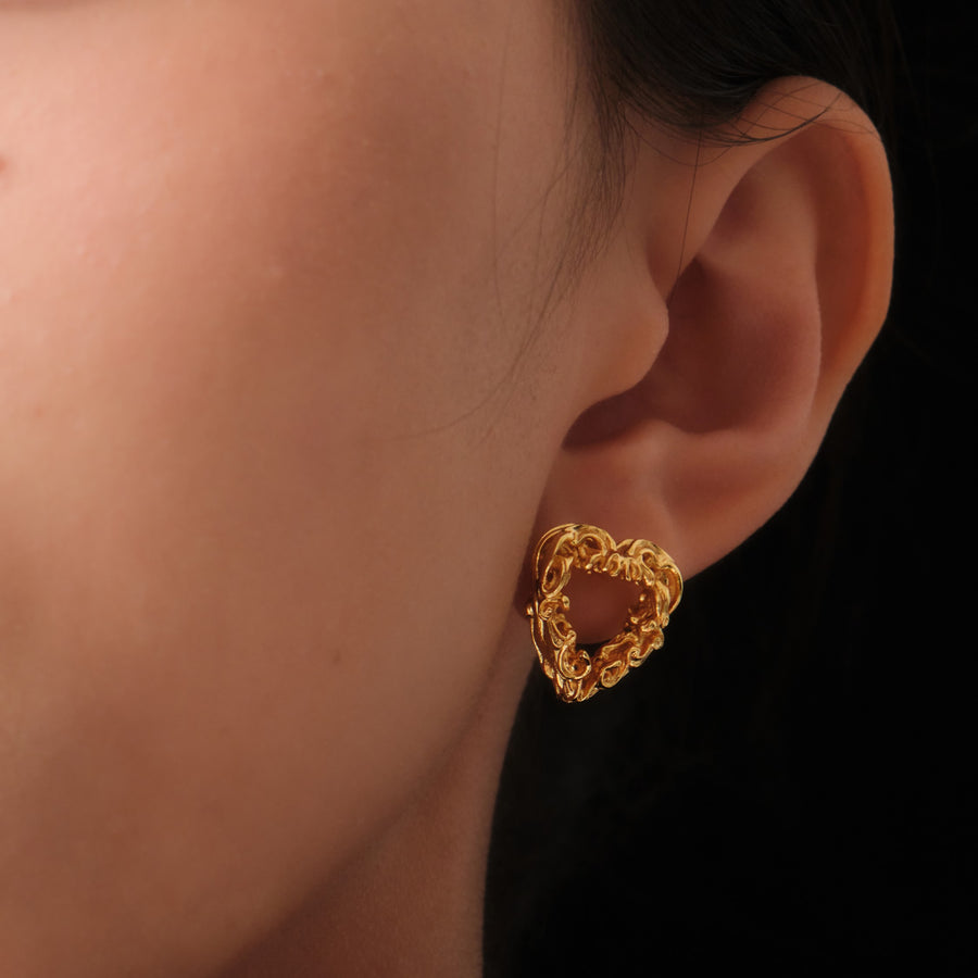 Aspiring Heart Stud Earrings · 18K Gold Vermeil