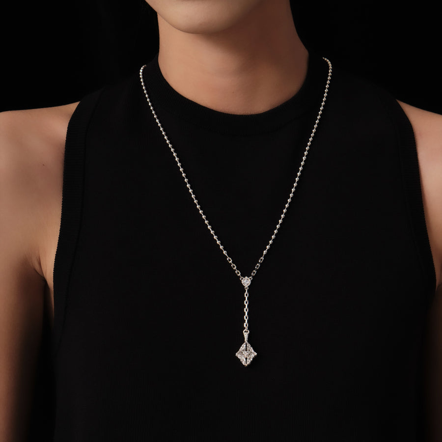 Edgy Diamond Necklace · 18K White Gold Vermeil