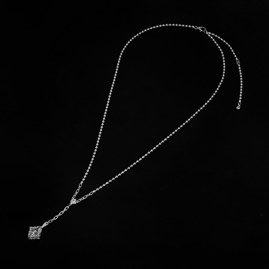 Edgy Diamond Necklace · 18K White Gold Vermeil