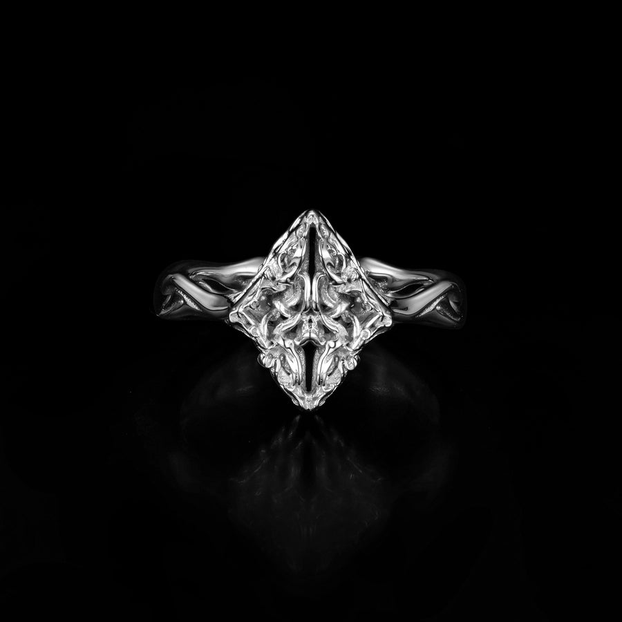 Edgy Diamond Ring · 18K White Gold Vermeil