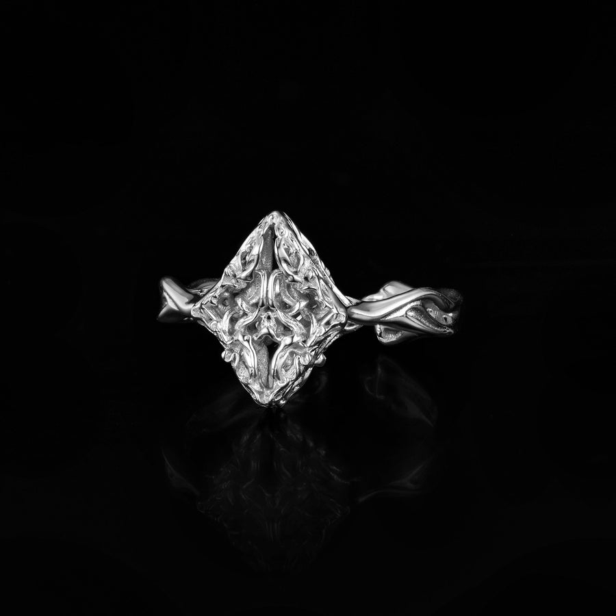 Edgy Diamond Ring · 18K White Gold Vermeil