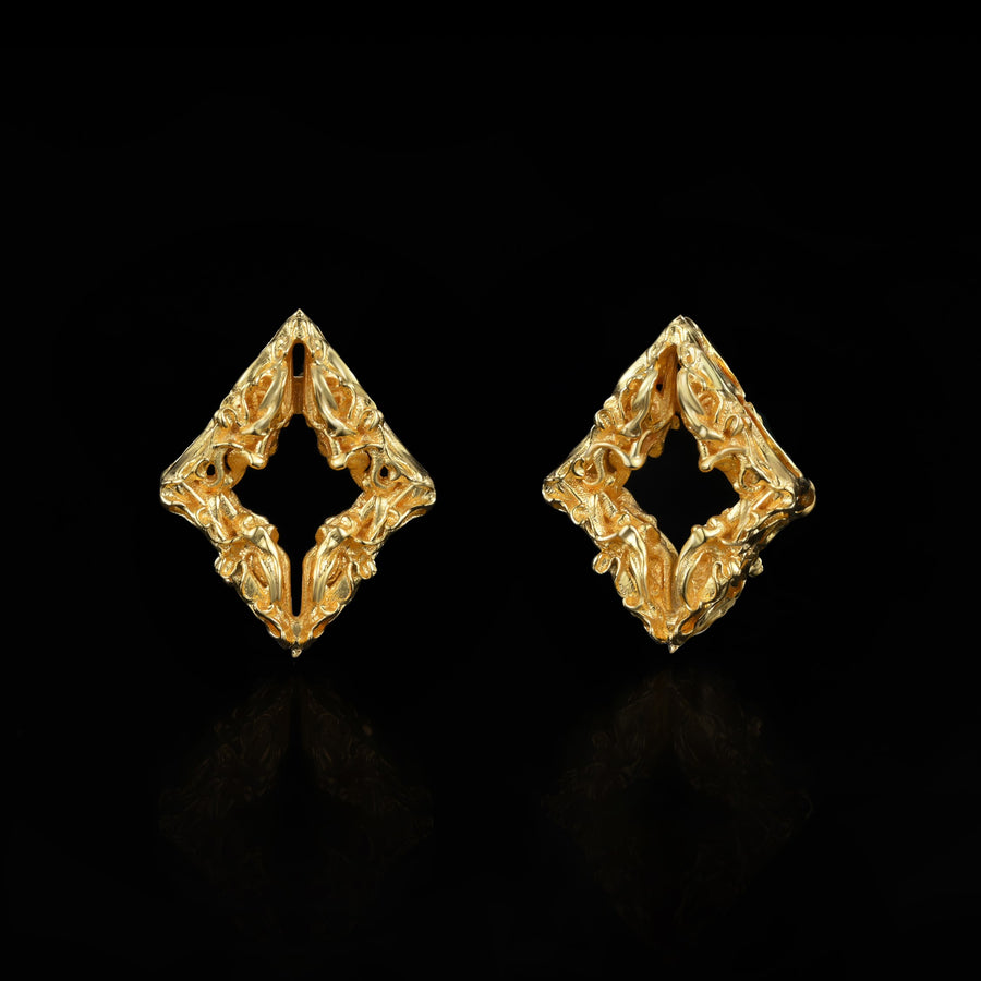 Edgy Diamond Stud Earrings · 18K Gold Vermeil