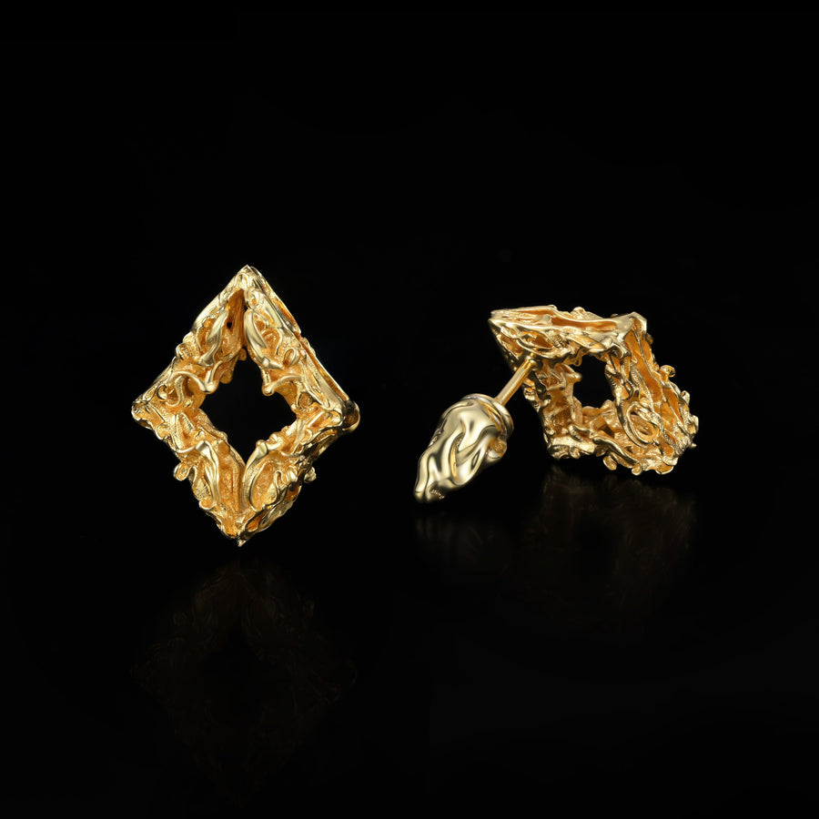 Edgy Diamond Stud Earrings · 18K Gold Vermeil