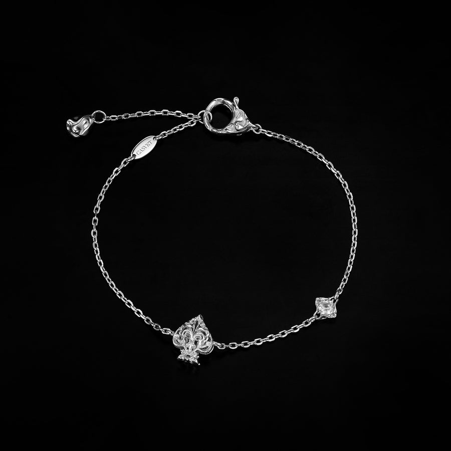 Glamorous Spade Bracelet · 18K White Gold Vermeil