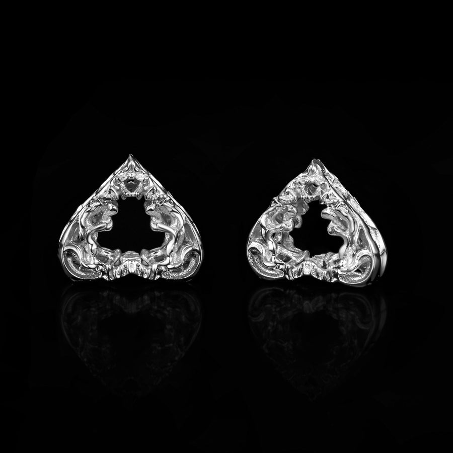 Glamorous Spade Stud Earrings · 18K White Gold Vermeil