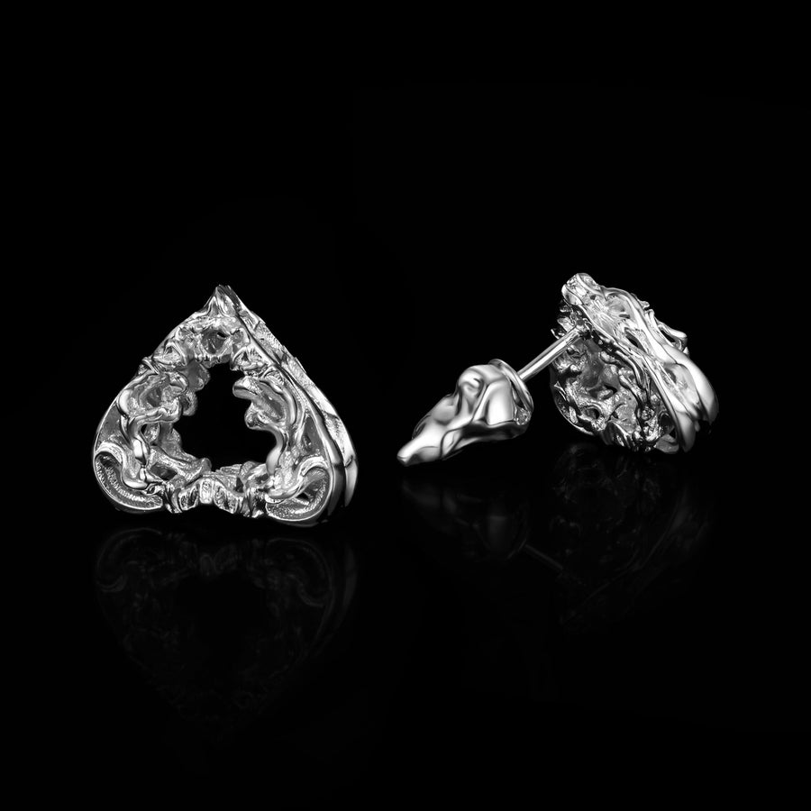 Glamorous Spade Stud Earrings · 18K White Gold Vermeil