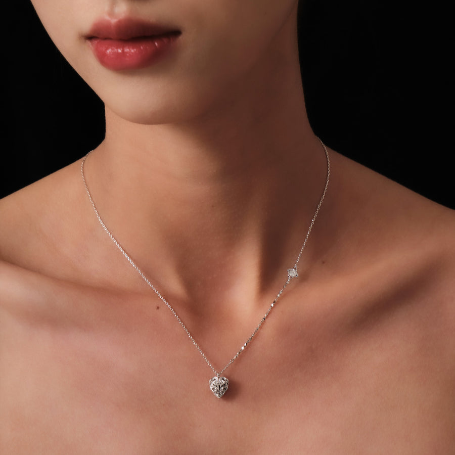 Mini Aspiring Heart Necklace · 18K White Gold Vermeil