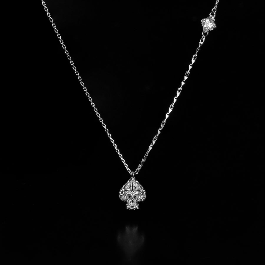 Mini Glamorous Spade Necklace · 18K White Gold Vermeil