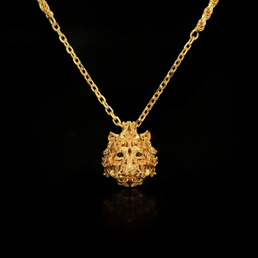 Mini Tiger Head Necklace · 24K Gold Vermeil