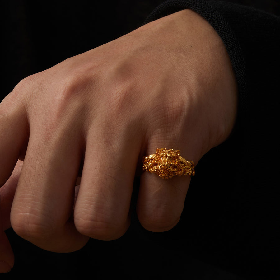 Mini Tiger Head Ring · 24K Gold Vermeil