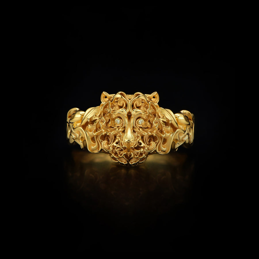 Mini Tiger Head Ring · 24K Gold Vermeil