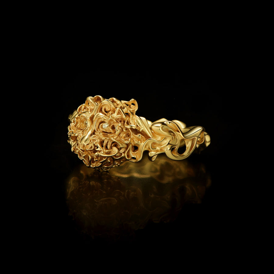 Mini Tiger Head Ring · 24K Gold Vermeil