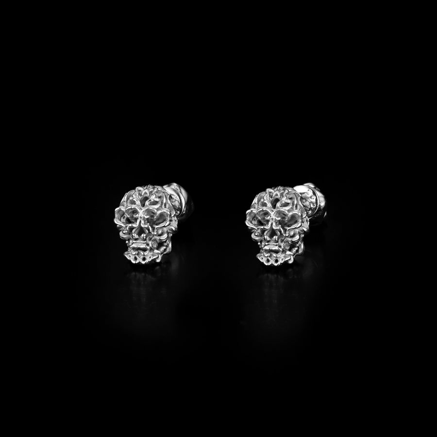 Skull Earrings · 18K White Gold Vermeil