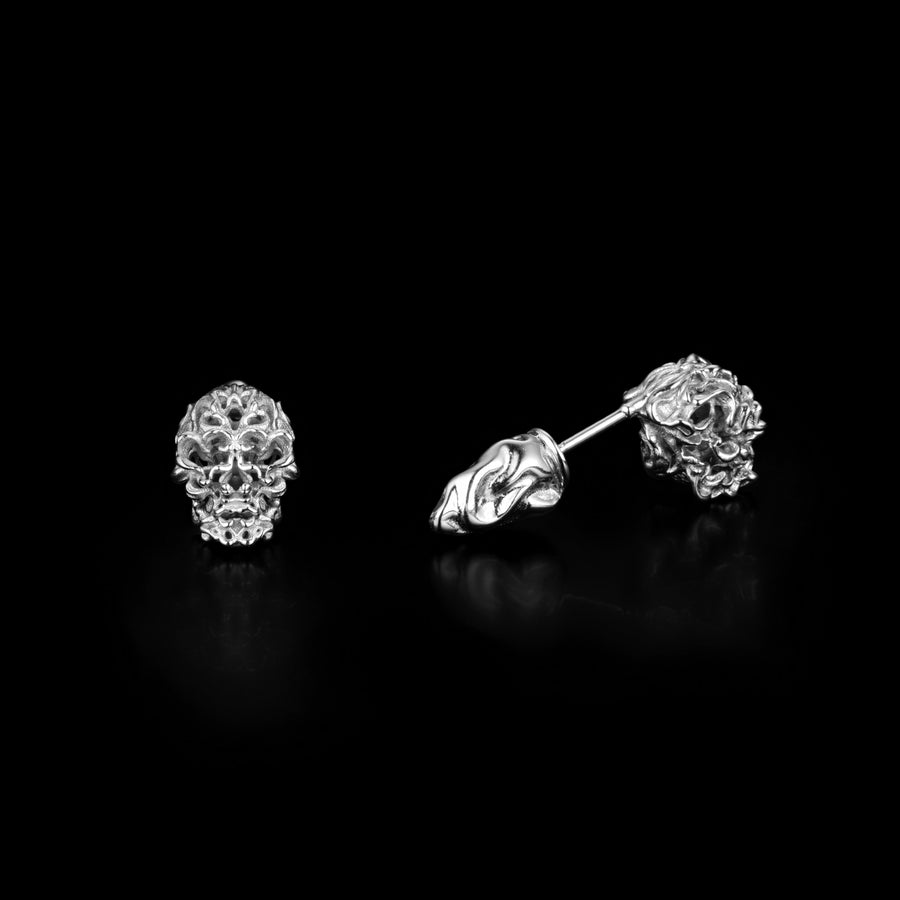 Skull Earrings · 18K White Gold Vermeil