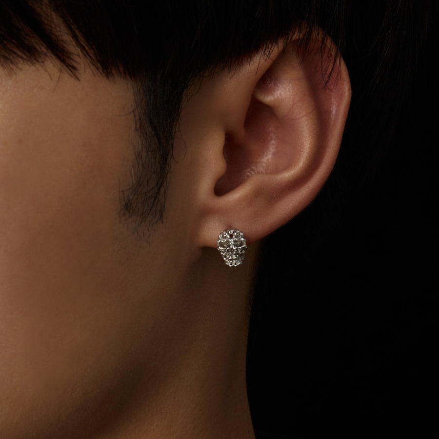 Skull Earrings · 18K White Gold Vermeil