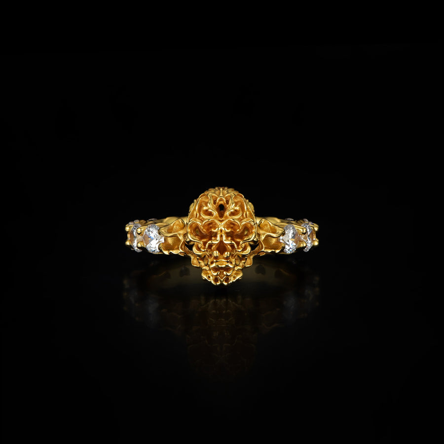 Skull Ring with Cubic Zirconia · 24K Gold Vermeil