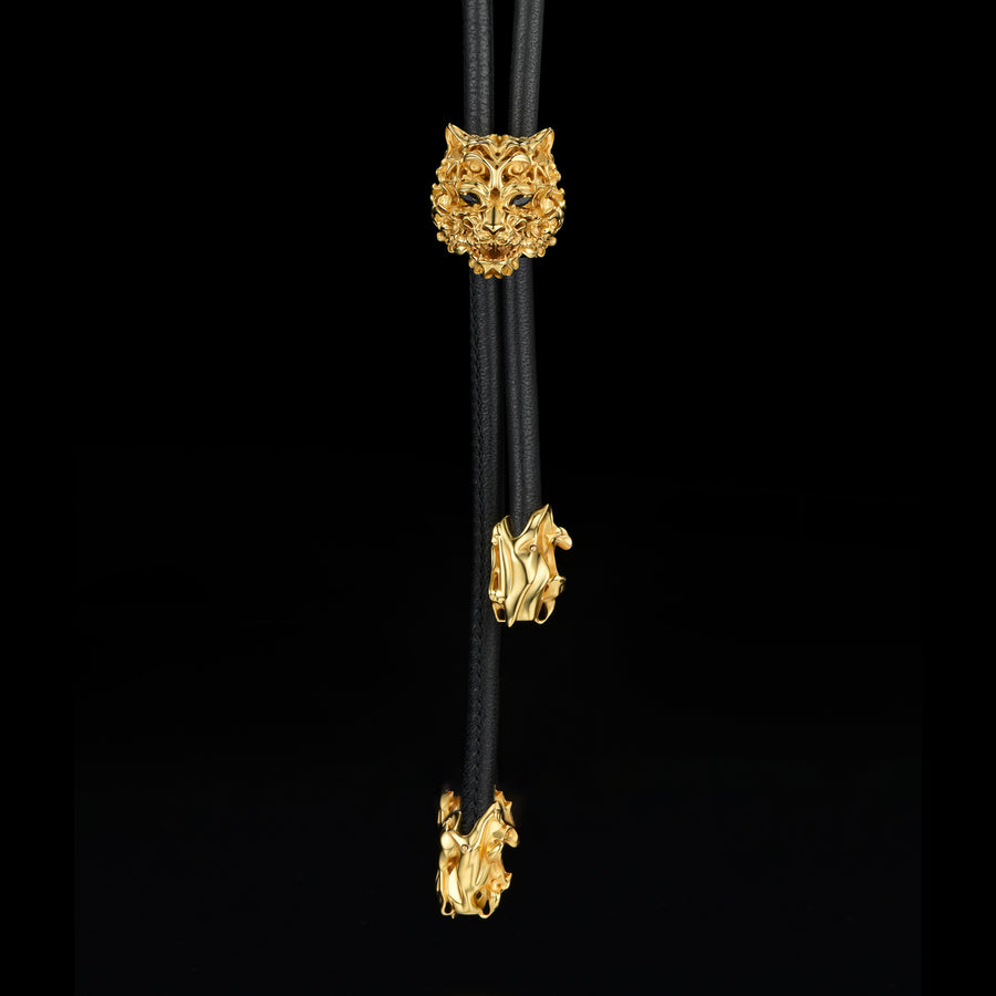 Tiger Head Bolo Tie · 24K Gold Vermeil