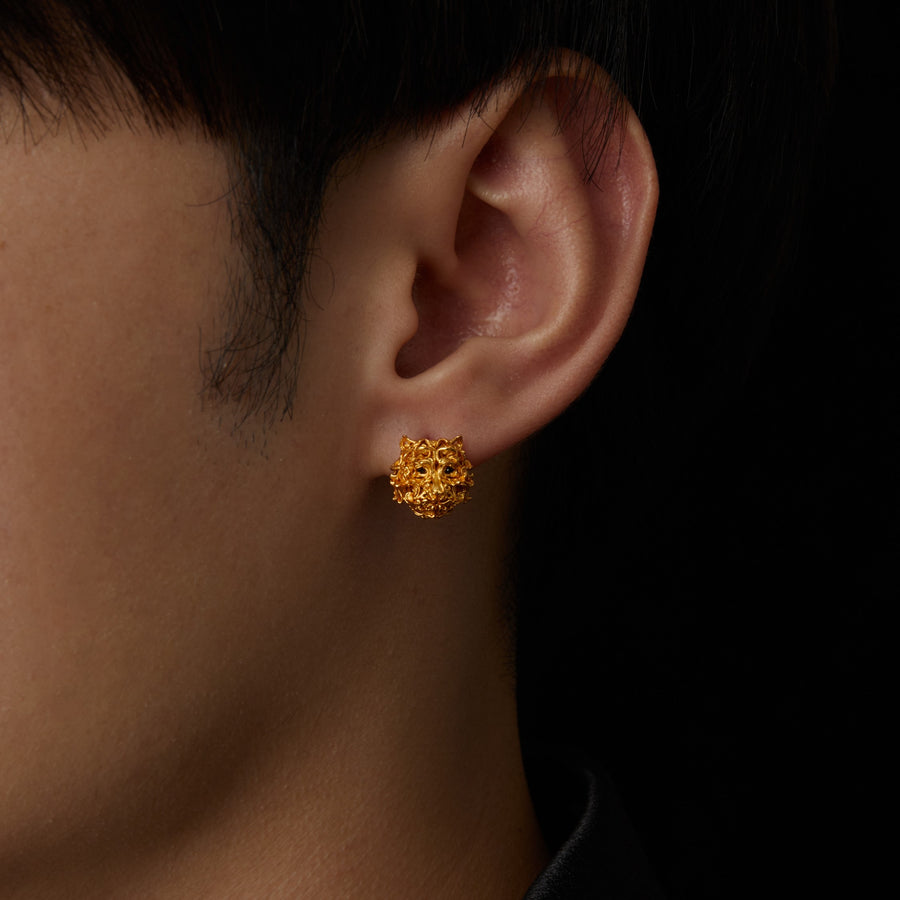 Tiger Head Earrings · 24K Gold Vermeil