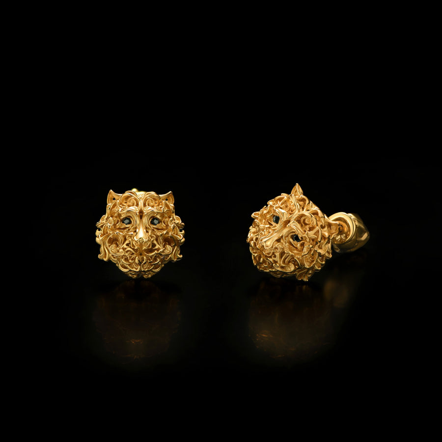 Tiger Head Earrings · 24K Gold Vermeil