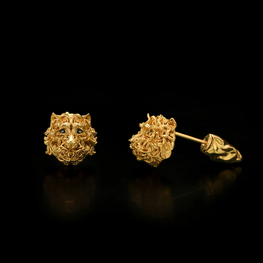 Tiger Head Earrings · 24K Gold Vermeil