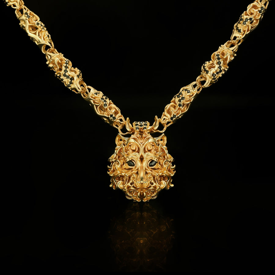 Tiger Head Necklace · 24K Gold Vermeil