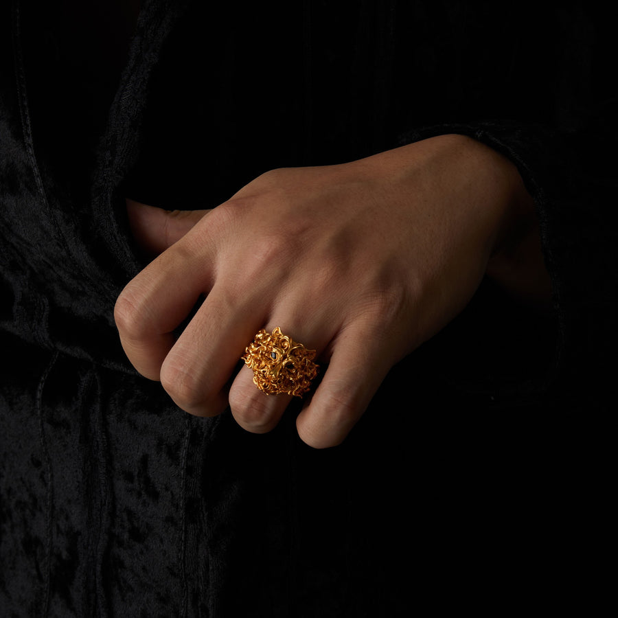 Tiger Head Ring · 24K Gold Vermeil