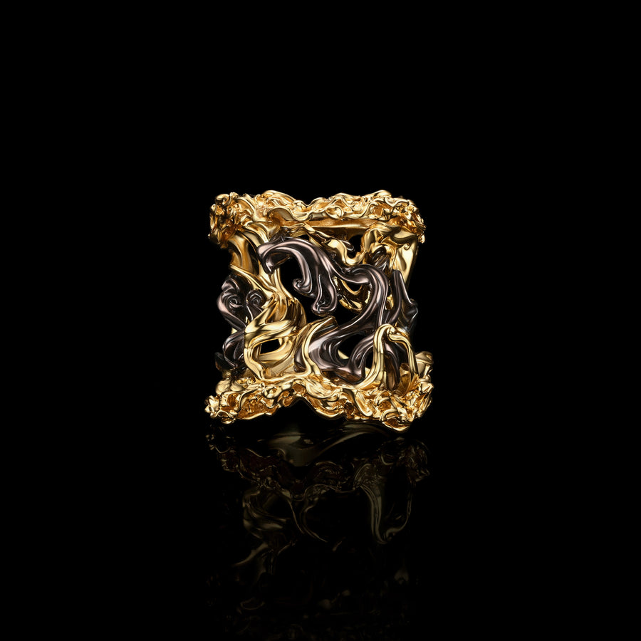 Tiger Stripe Ring · 24K Gold Vermeil & Brown Lacquer