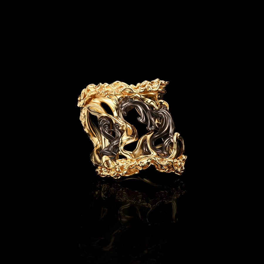 Tiger Stripe Ring · 24K Gold Vermeil & Brown Lacquer