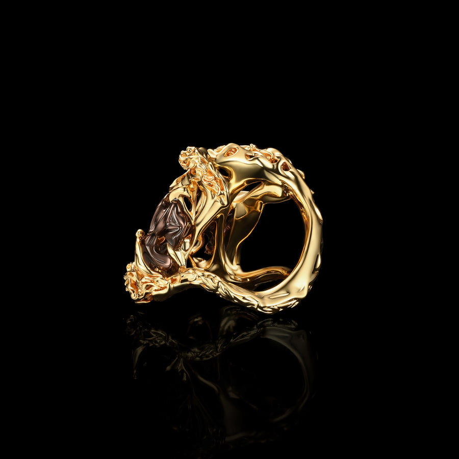 Tiger Stripe Ring · 24K Gold Vermeil & Brown Lacquer