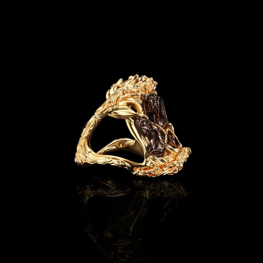 Tiger Stripe Ring · 24K Gold Vermeil & Brown Lacquer