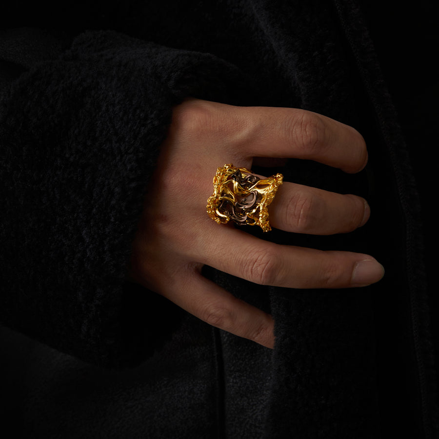 Tiger Stripe Ring · 24K Gold Vermeil & Brown Lacquer