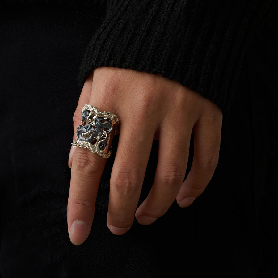 Tiger Stripe Ring · Oxidized Sterling Silver