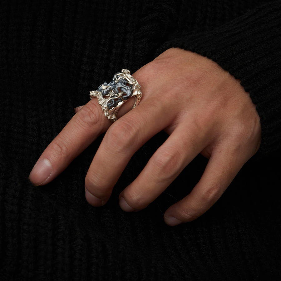 Tiger Stripe Ring · Oxidized Sterling Silver